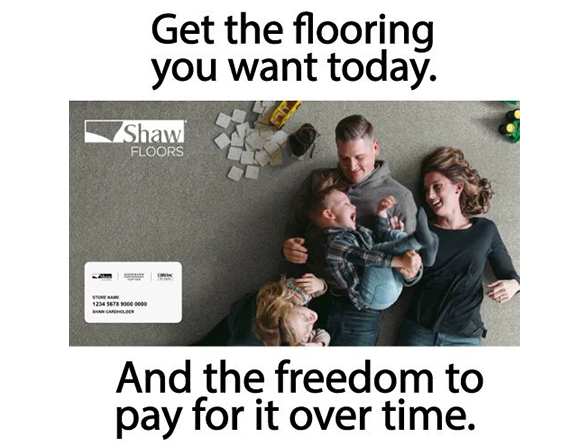 Wells Fargo financing ad with family on carpet - Carpet World of Martinsburg in WV